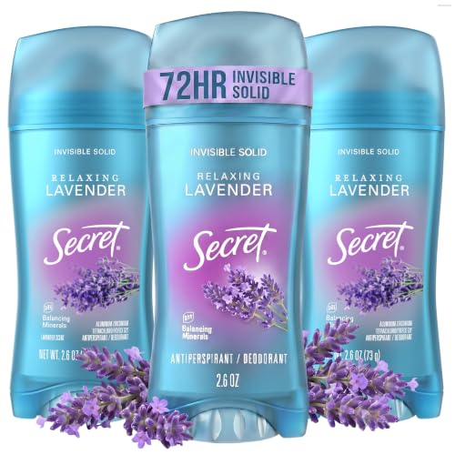 Antiperspirant Deodorant for Women - 72HR Odor Protection, Lavender Scent, Invisible Solid, Pack of 3