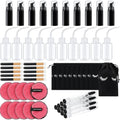 60 Pcs Lash Shampoo Brushes Set 10 Lash Shampoo Brushes 10 Mascara Tubes and Wands 10 Foam Pump Bottle 10 Rinse Bottles 10 Makeup Remover Pad 10 Aftercare Drawstring Bag(Black,10 Pcs)