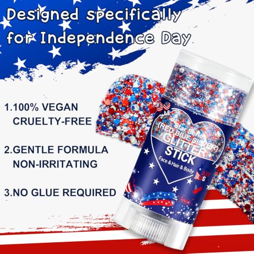Patriotic Glitter Gel Stick - Waterproof Face & Body