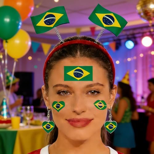 World Cup Soccer Fan Accessories Set - Flag Headband, Earrings & Tattoo Stickers