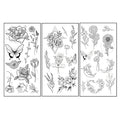 Floral Bouquet Temporary Tattoos for Women - 3 Sheets, 5-7 Day Waterproof
