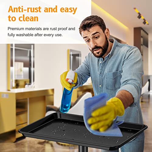 Adjustable Salon Rolling Tray on Wheels - Aluminum Trolley