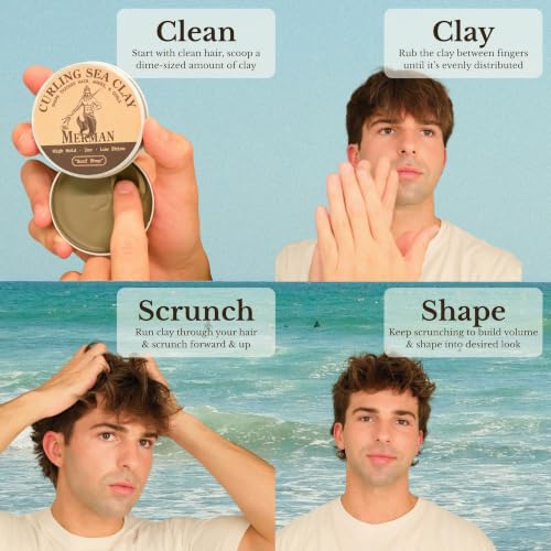 The Merman Curling Sea Clay - High Hold Men's Hair Clay, 2 oz