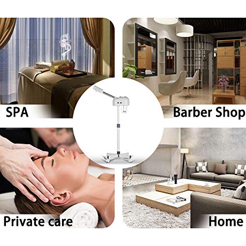 Professional Ozone Facial Steamer for Esthetician with Hot Mist, Stand Facial Steamer On Wheels, Height Adjustable & 360¡Æ Rotatable Nozzle, Home & Salon SPA