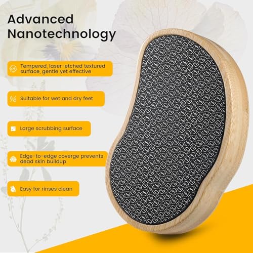 BEZOX Nano Glass Pedicure Foot File Callus Remover with Bamboo Handle