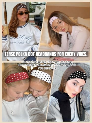 TERSE Polka Dot Headbands for Women - 6 Pack Y2K Style