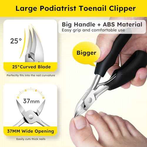 Nail Clippers for Seniors, Heavy Duty Ingrown Toenail Clippers with Long Handle£¬Angled Head Large Toe Nail Clippers and Slanted Nail Cutter for Thick Nail for Men Women Pregnant Elderly 6Pcs