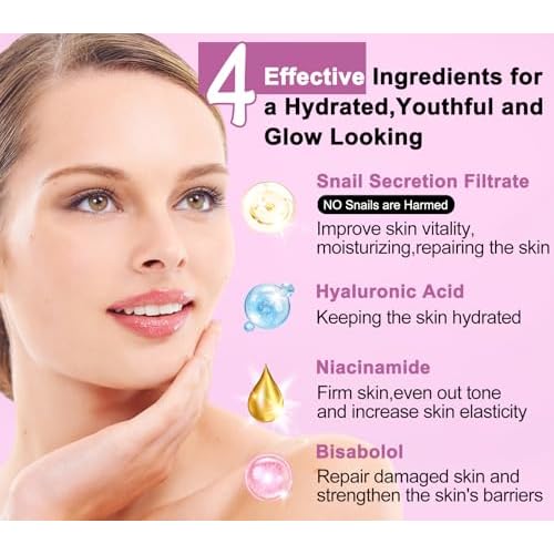 Skin Care Set,6 Pcs Korean Snail Mucin Essence Anti-aging Moisturize Repair Soothe Hydrate,Glass Skincare Gift Kit for Dull & Dry Skin,Self Care Skincare Gifts for Women Mother Mom Wife Teenage Girls