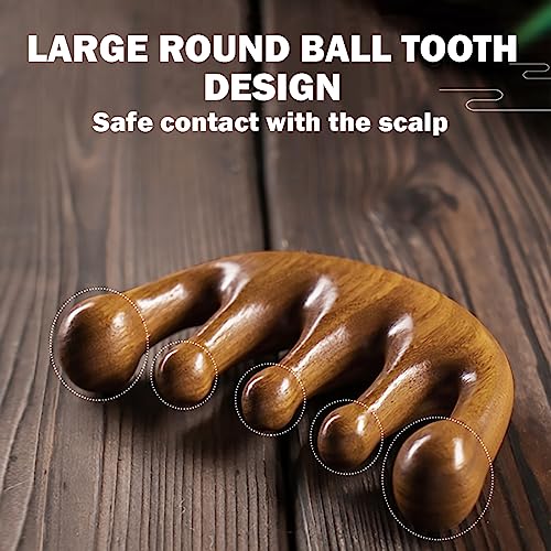Wooden Scalp Massager - 100% Natural Green Sandalwood Comb