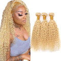 613 Blonde Water Wave Bundles - Unprocessed Brazilian Human Hair, 28-32 Inch