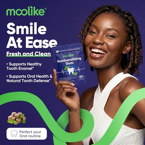 Moolike Sugar-Free Remineralizing Chewing Gum - Enamel Repair & Cavity Protection, 60 Count