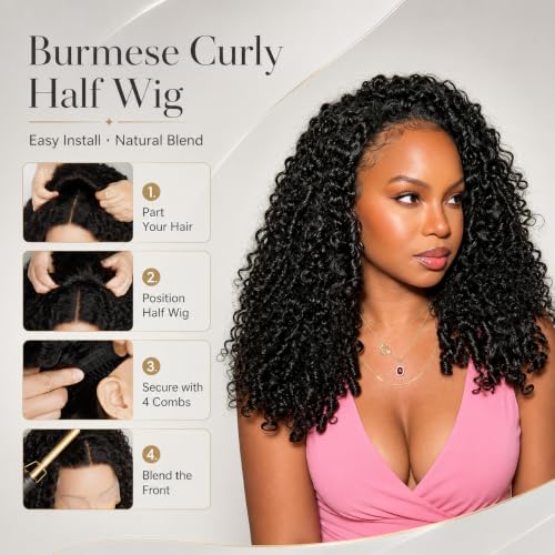 Ali Grace Burmese Curly Half Wig 100% Human Hair 20"