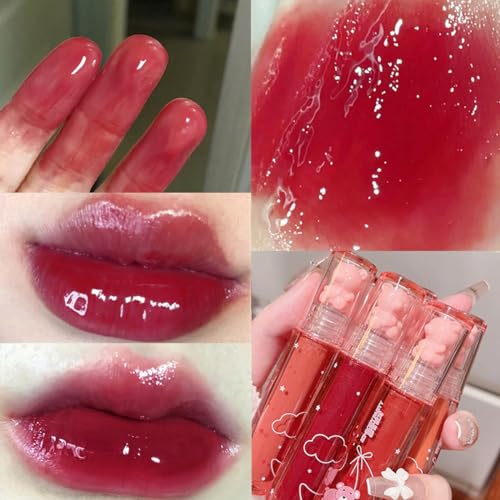 6-Color Bear Jelly Lip Gloss – Plumping, Moisturizing Lip Tint