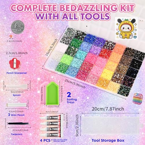 50000 Pcs 3mm Jelly Rhinestones 40 Colors with B7000 Glue & Tools