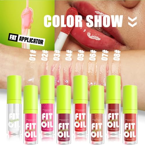YJXFCBQIC Lip Oil with Big Brush Head - 8 Shades of Glossy Hydration