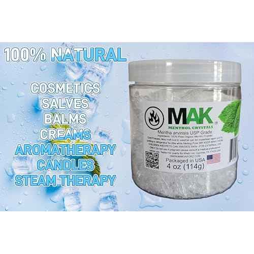 Menthol Crystals 4 oz - Pure Organic 100% Natural - Menthol Crystals from Mint Crystal Mints Mentha Arvensis - Comes in a Jar for Long-Lasting Freshness