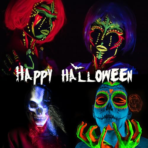 Glow in the Dark Face Paint Pen Set - 10 Colors UV Black Light