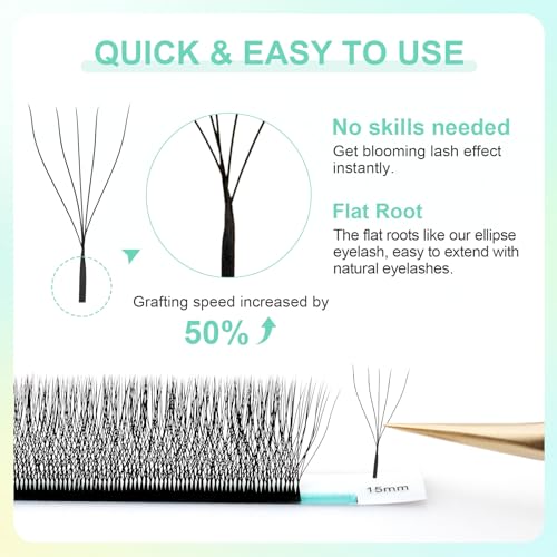 NAGARAKU 5D W Shape Eyelash Extension Supplies Natural Soft Volume 0.07mm D curl 10mm Premade Fans Faux Mink Matte Black Cluster Easy Fanning False Lashes