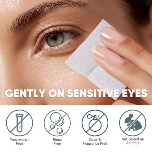 Eyelid Wipes, 100 Pcs Eyelid Cleansing Wipes for Dry Itchy Eyes and Blepharitis, Soothing Pre-Moistened Wipe Hyaluronic Acid, Daily Gentle Eye Care for Sensitive Skin