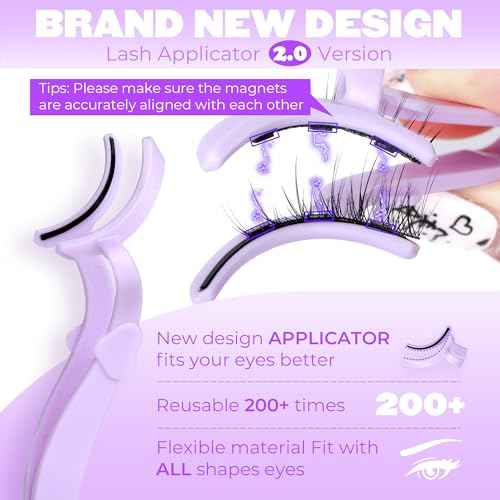 Cat Eye Magnetic Eyelashes Natural Look Wispy Magentic Lashes Reusable Magnetic Eyelashes with Applicator No Glue Needed Press on Magnetic Lashes by JIMIRE Quick to Wear by JIMIRE