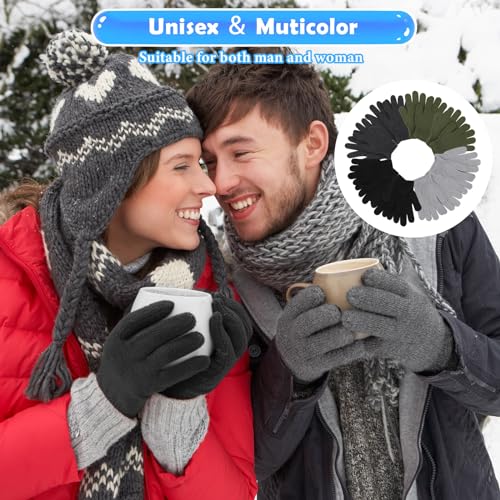 Handepo 100 Pairs Winter Knit Gloves Bulk for Adults - Basic Color