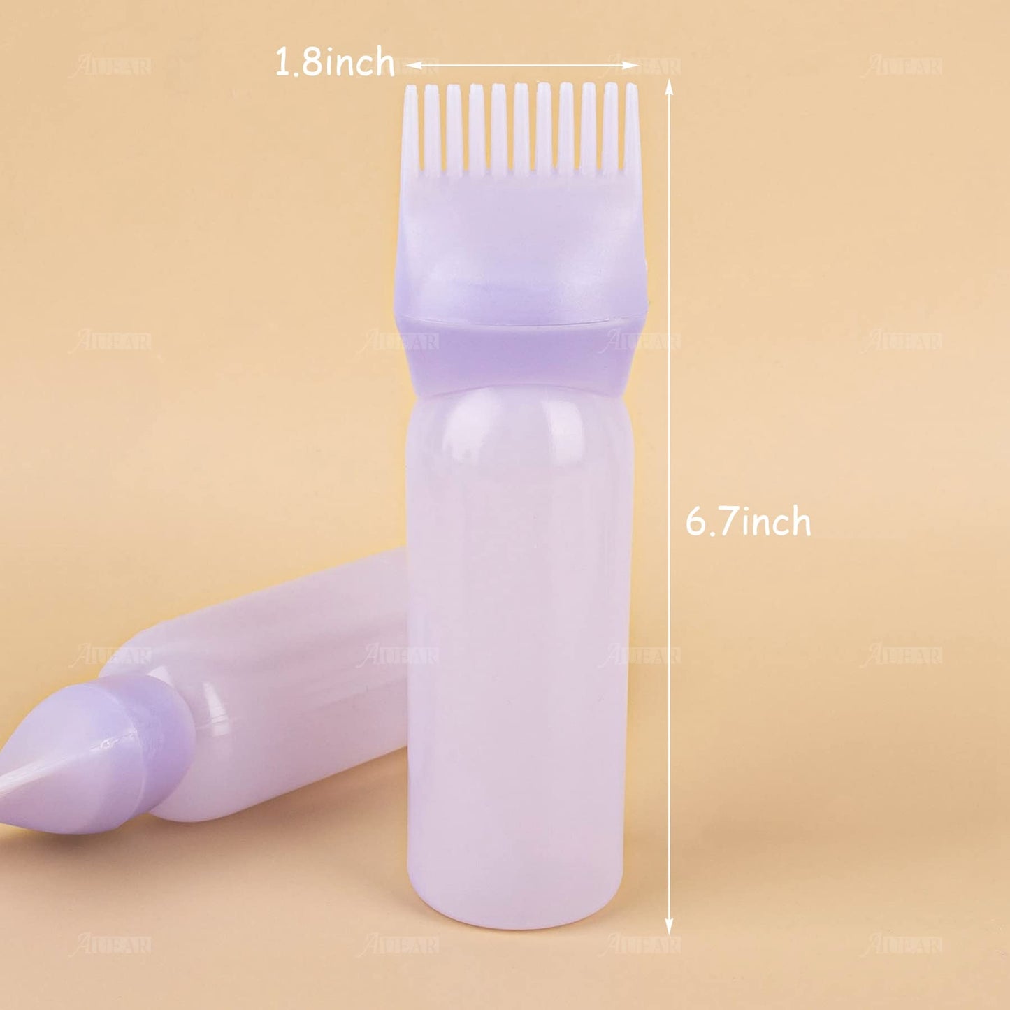 AUEAR, 3 Pack 6 Ounce Applicator Bottle Root Comb Hair Dye Bottle for Hair Coloring Dye Salon Care Plastic Squeeze with Graduated Scale