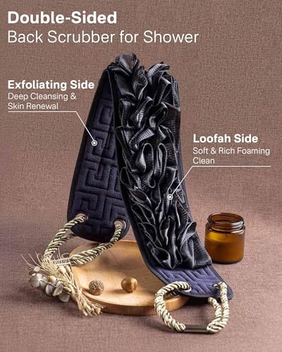 Yiclick Back Scrubber with Dual Loofah & Exfoliating Sides