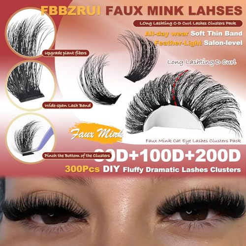 Fluffy D Curl Lash Clusters 12-22mm Mega Volume DIY Extensions