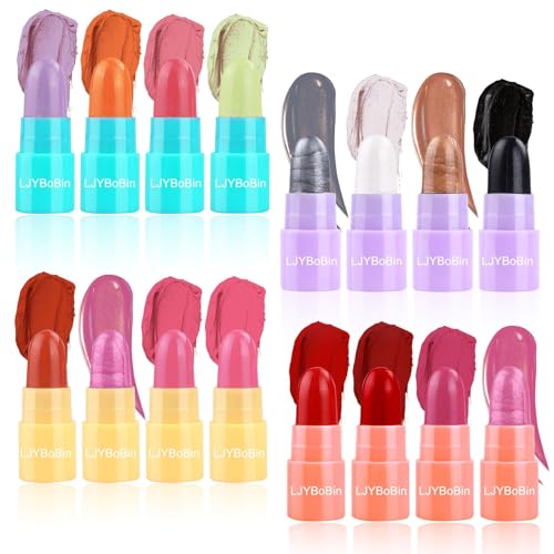 16 Piece Mini Lipstick & Eyeshadow Stick Set - Matte & Shimmer