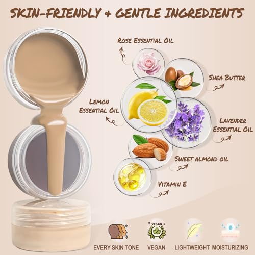 JCOOS DIY Foundation Making Kit, Make Your Own Color Liquid Foundation Makeup with Shea Butter, Almond Oil, Pigment Powders, Essential Oils,Moisturizing Concealer For Women All Skin Tone