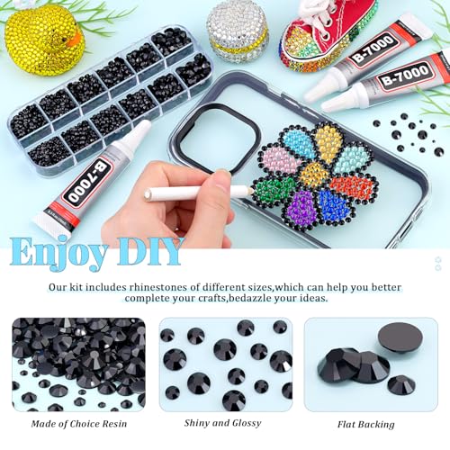 6000 Pcs Flatback Rhinestones Set with B7000 Glue for Crafts