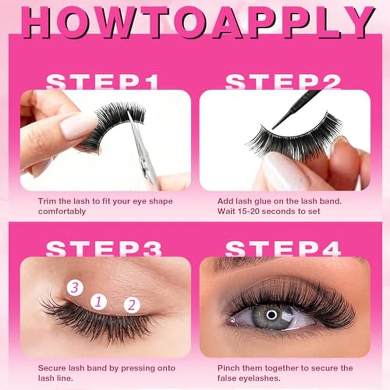 14 Pairs Natural Wispy False Eyelashes - Waterproof Mink Strips