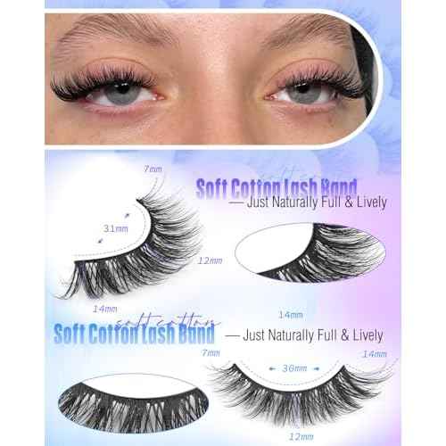 Newcally Lashes False Eyelashes Cat Eyes Wispy Natural Faux Mink Lashes 14 Pairs Pack Light Volume Short Fake Eye Lashes Multipack