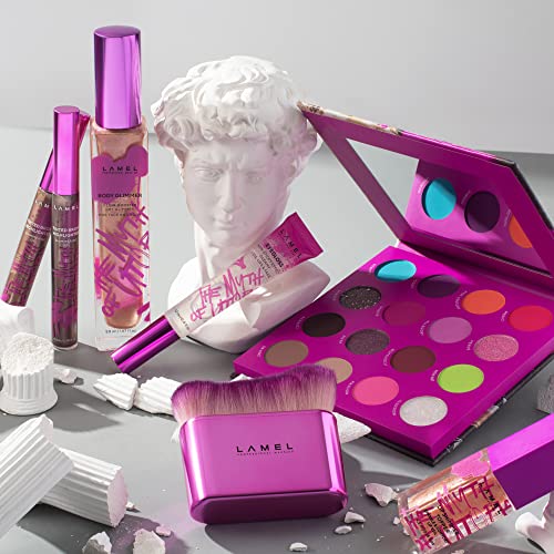 Lamel The Myth of Utopia KIT Lip Gloss - Eye gloss Base for All Shades - Glimmer - For Face & Body - 16 Colors Eyeshadow Palette - Waterproof, Smoodge-proof,Long-Lasting (Eyeshadow Palette Utopia)