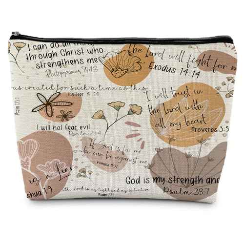Christian Bible Verse Scripture Gifts for Women Makeup Pouch Bag Cosmetic Bags for Women