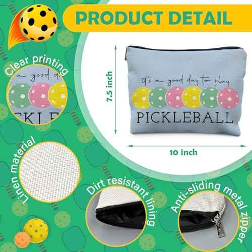Pickleball Gifts for Women: Colorful Makeup Bag, It's a Good Day to Play Cosmetic Toiletry Bag, Gifts for Pickleball Lovers (Blue)