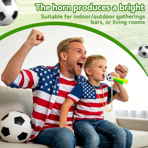 Soccer Fan Gear Set with Clown Wig, Tattoos & Horn
