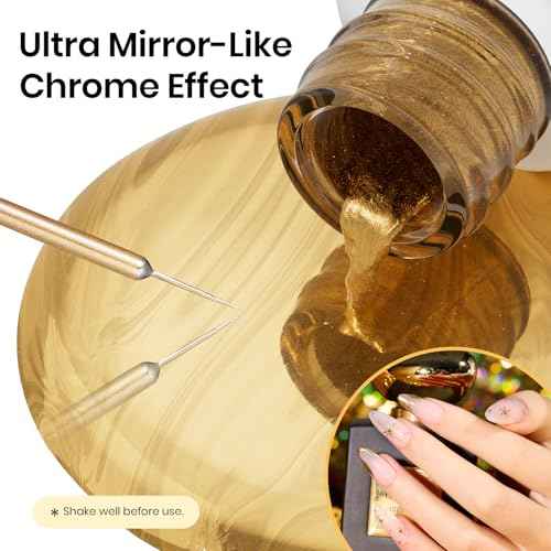 Beetles Metallic Gold Gel Liner 7ml French Tip Gel Polish 3D Mirror Chrome Effect Metal Painted Nail Polish Build in Thin Brush French Swirl Line Nail Art Soak off Uv Lamp Manicure Salon