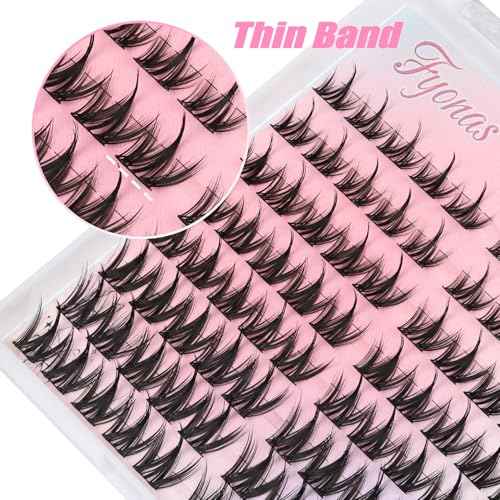 Lash Clusters Manga Eyelash Clusters Spiky Cluster Eyelash Extensions 80Pcs C Curl Individual Lashes Volume Anime Lash Clusters with Thin Band Cosplay Lashes DIY at Home (Cutey)