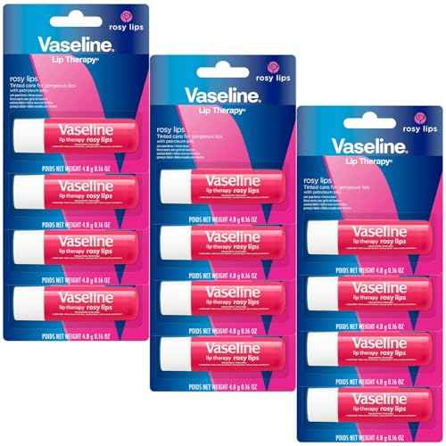 Vaseline Lip Therapy Rosy Lips 12-Pack ? Moisturizing Balm, Lip Care for Dry Lips, 0.16 Oz Ea