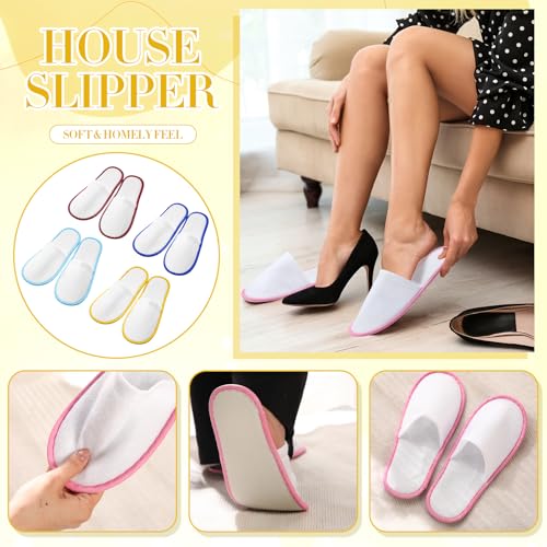 30 Pairs Disposable House Slippers for Guests, Bulk House Slipper Color Non Slip Pack for Hotel, Spa, Wedding, Travel, Party, Shoeless Home, Adult Men and Women