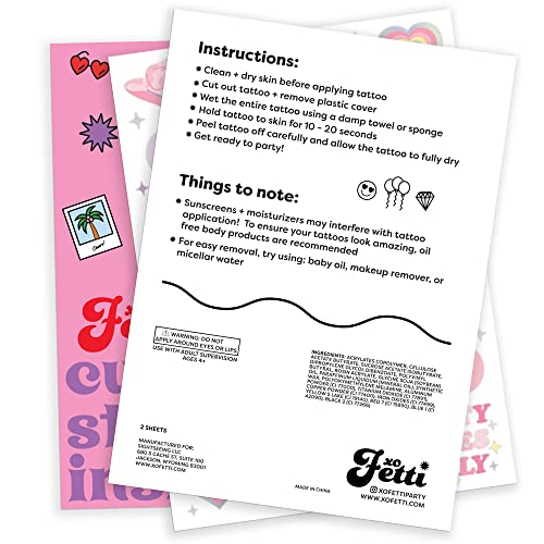 xo, Fetti Pastel Rainbow Temporary Tattoos - 50 Iridescent Foil Styles