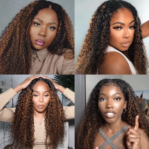 Fridnae Ombre Kinky Curly Hair Bundles P1B30 - 3 Pack, 16-20 Inch