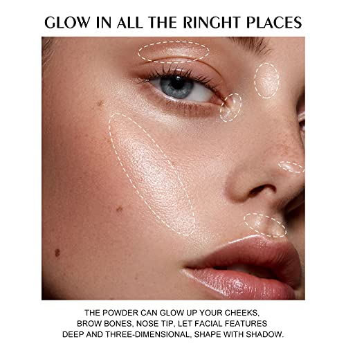 KYDA Face Highlighter Palette, High Glossy Face Illuminator Palette, Natural Glow Finish, Pearl Shimmer Smooth Baked Powder, Lasting Sparkling Champagne Highlighter Makeup-SUN GLOW