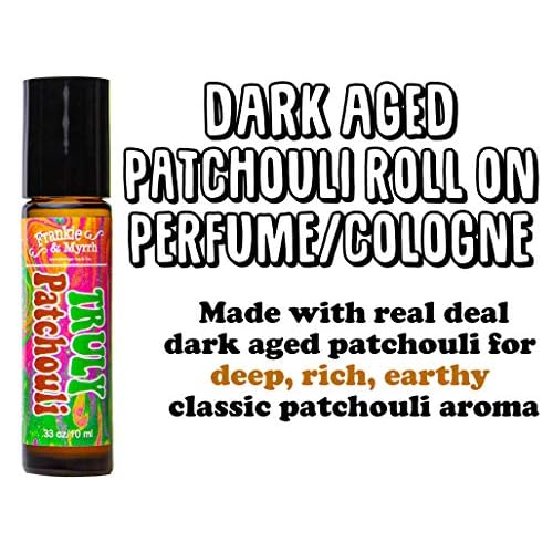 Frankie & Myrrh Patchouli Essential Oil Roll On Perfume Trio | Natural Coconut Oil Roll On Pack of 3 | Vanilla, Grapefruit, Dark Aged Patchouli