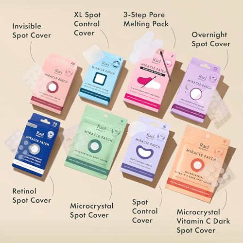 Rael Invisible Hydrocolloid Acne Pimple Patches 96 Ct - Clear, Hypoallergenic, 2 Sizes (10mm & 12mm) - Discreet Skin Cover
