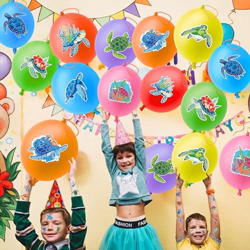 Turtle Party Favors Pack - 48 Tattoos & 24 Punch Balloons