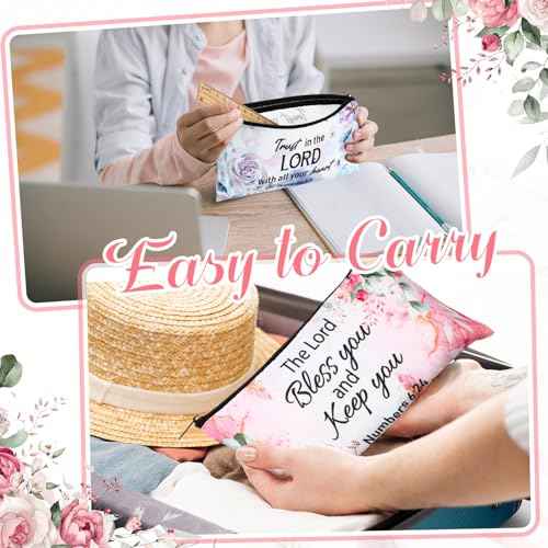 Talltalk 14 Pcs Christian Gifts for Women Religious Makeup Bags Bulk Bible Verse Cosmetic Bags Inspirational Pencil Pouch for Travel Office Gifts Supplies(Vibrant)