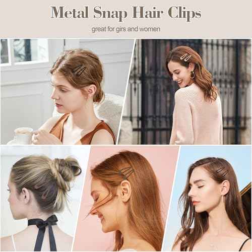 100Pcs Snap Hair Clips Hair Barrettes For Women Girls, No-Slip Metal Hair Snap Clips Accessories, Hairpins Matte 5 Colors, 2 x 0.55 Inch