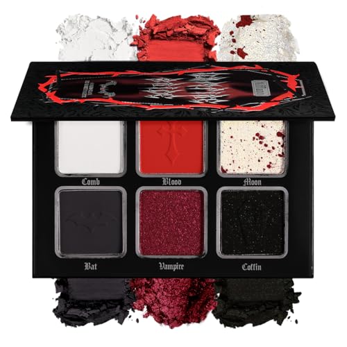 La Catrina 6-Color Goth Eyeshadow Palette - Red Black Matte Shimmer